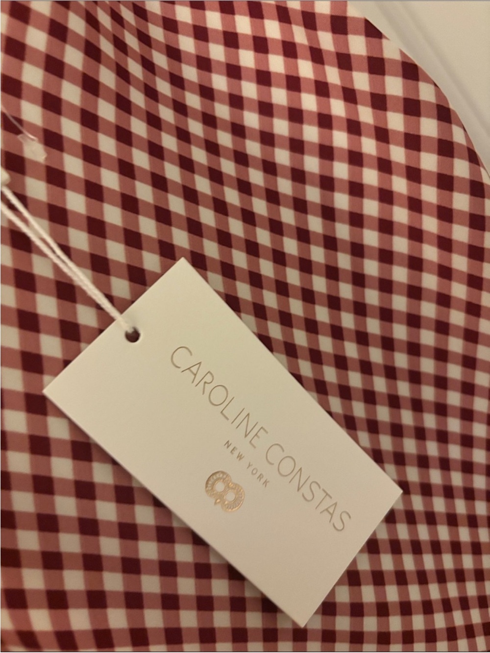 Caroline Constas Red Gingham Pattern Tie-Shoulder Maxi Dress NWT small - Picture 4 of 8